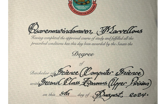 B.Sc. Certificate